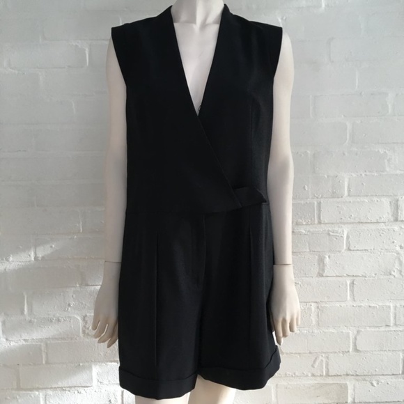 HELMUT LANG BLACK WOOL TUXEDO SHORTS JUMPER - Picture 1 of 6